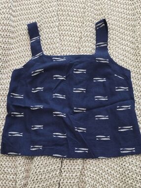a new day Navy Blue Fish Print Tank Top Small